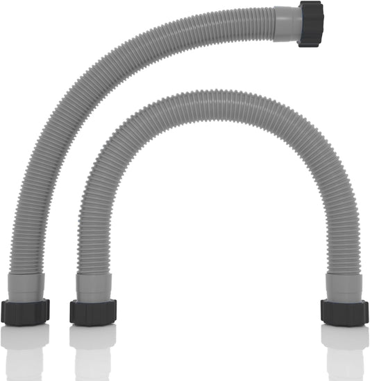1.5" x 20" Pool Hose Replacement, Pack of 2 - Compatible with Above Ground Pools Filter Pump Hoses, Sand Filters, Saltwater Systems (1,500-2,500 GPH), Grey Gray