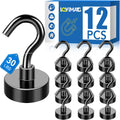 Magnetic Hooks, 12 Pack 30lbs+ Magnet Hook 2026 Cruise Cabin Ship Essentials Heavy Duty Strong Magnets Refrigerator Fridge Hanging for Classroom Beach Vacation Kitchen Grills (Black) Black 0.63in x