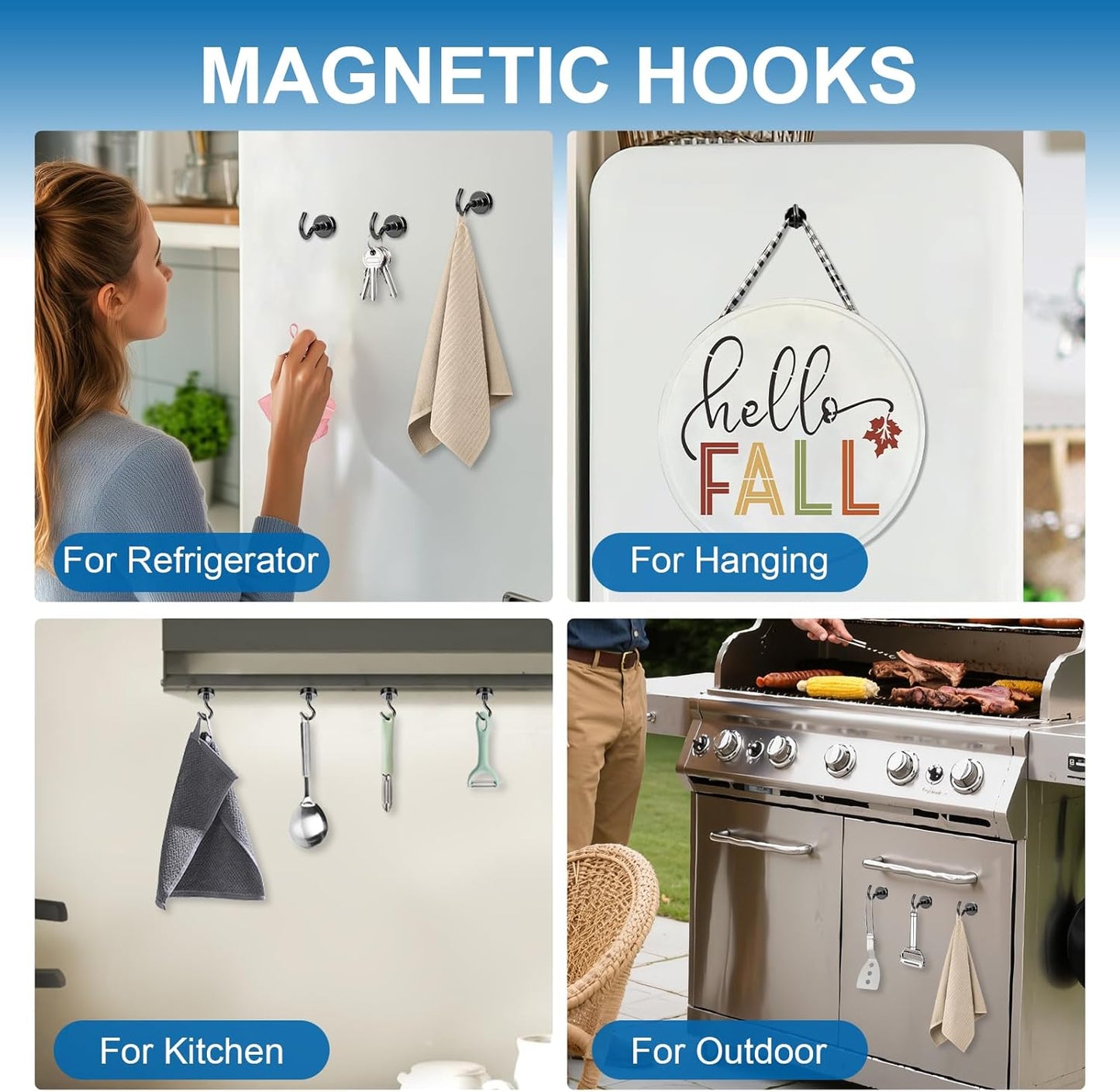 Magnetic Hooks, 12 Pack 30lbs+ Magnet Hook 2026 Cruise Cabin Ship Essentials Heavy Duty Strong Magnets Refrigerator Fridge Hanging for Classroom Beach Vacation Kitchen Grills (Black) Black 0.63in x