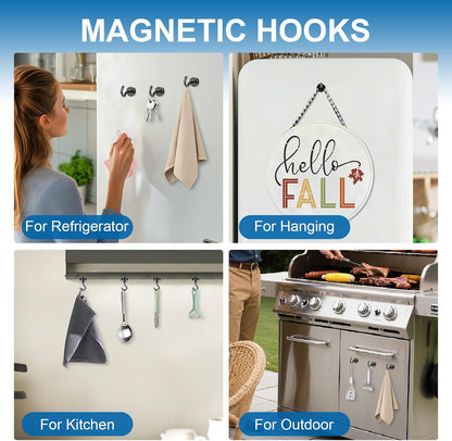 Magnetic Hooks, 12 Pack 30lbs+ Magnet Hook 2026 Cruise Cabin Ship Essentials Heavy Duty Strong Magnets Refrigerator Fridge Hanging for Classroom Beach Vacation Kitchen Grills (Black) Black 0.63in x
