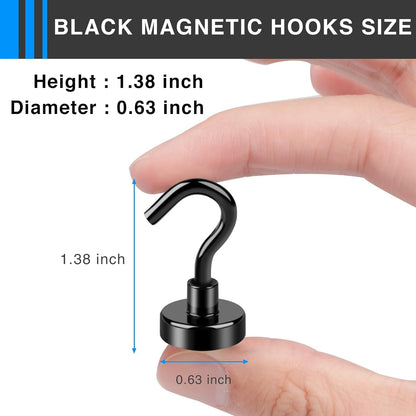 Magnetic Hooks, 12 Pack 30lbs+ Magnet Hook 2026 Cruise Cabin Ship Essentials Heavy Duty Strong Magnets Refrigerator Fridge Hanging for Classroom Beach Vacation Kitchen Grills (Black) Black 0.63in x