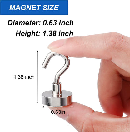 Strong Magnetic Hooks, 30lbs Hooks for Cruise Cabins, Magnet Ship Essentials, Rare Earth Magnets with Refrigerator,Hanging,Classroom,Kitchen,Ceiling-25 Pack Silver 0.63in x 1.38in