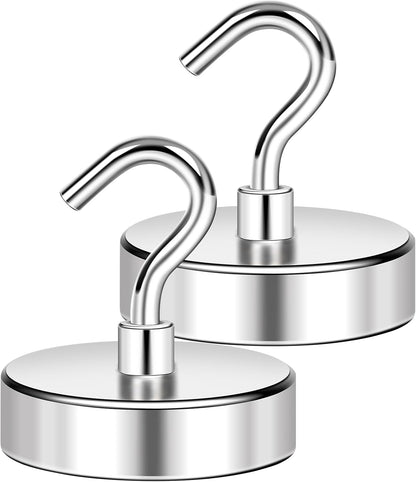 150LBS Magnetic Hooks, Strong Magnet Hooks for Hanging Heavy Duty, Neodymium Magnets with Refrigerator, Cruise Cabins, Hanging, Grill, Kitchen, Locker - 2 Pack, 150lbs-2p