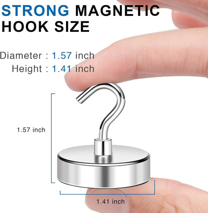 150LBS Magnetic Hooks, Strong Magnet Hooks for Hanging Heavy Duty, Neodymium Magnets with Refrigerator, Cruise Cabins, Hanging, Grill, Kitchen, Locker - 2 Pack, 150lbs-2p