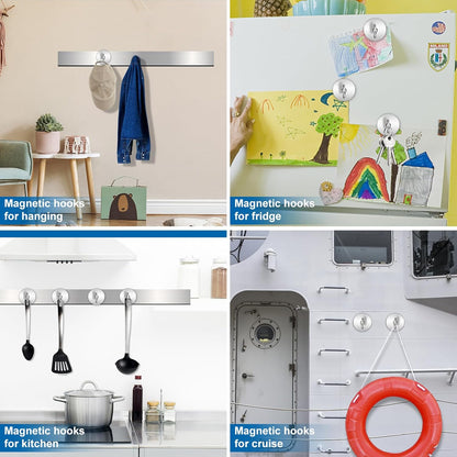 150LBS Magnetic Hooks, Strong Magnet Hooks for Hanging Heavy Duty, Neodymium Magnets with Refrigerator, Cruise Cabins, Hanging, Grill, Kitchen, Locker - 2 Pack, 150lbs-2p
