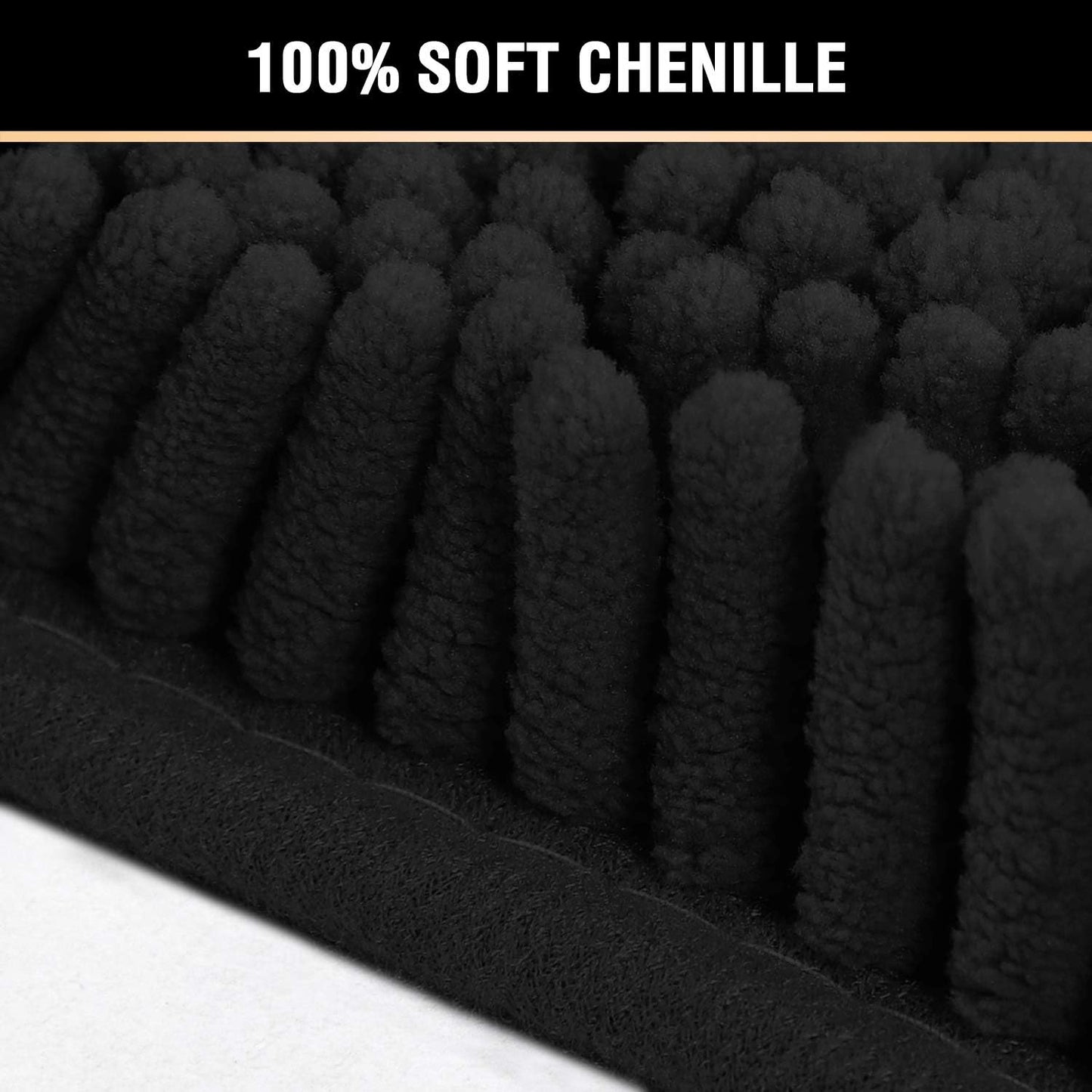 Black Bathroom Rug Set 2 Piece, Bath Mats for Floor, Super Thick Soft Shaggy Chenille Machine Washable, Dry Fast Water Absorbent Mats(20" x 32"/17" 24") 20" 32" Plus 17" 24"
