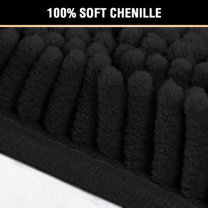 Black Bathroom Rug Set 2 Piece, Bath Mats for Floor, Super Thick Soft Shaggy Chenille Machine Washable, Dry Fast Water Absorbent Mats(20" x 32"/17" 24") 20" 32" Plus 17" 24"