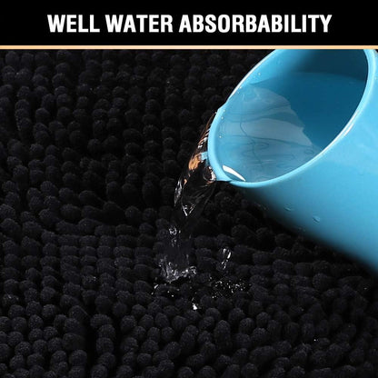 Black Bathroom Rug Set 2 Piece, Bath Mats for Floor, Super Thick Soft Shaggy Chenille Machine Washable, Dry Fast Water Absorbent Mats(20" x 32"/17" 24") 20" 32" Plus 17" 24"