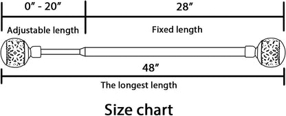 Window Treatment Single Curtain Rod Set Telescoping with Carved Hollow Ball Finials, Adjustable Length from 28 to 48-Inch, 3/4 Inch Diameter, Pewter 28"-48"