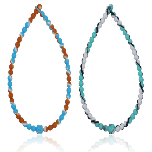 Chew Necklaces for Sensory Kids, 2 Pack Chewy Necklace Toys Reduces Stress and Anxiety, Kids with ADHD, Autism, SPD Tie-dye Orange green -