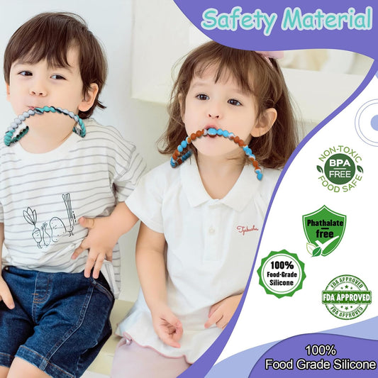 Chew Necklaces for Sensory Kids, 2 Pack Chewy Necklace Toys Reduces Stress and Anxiety, Kids with ADHD, Autism, SPD Tie-dye Orange green -