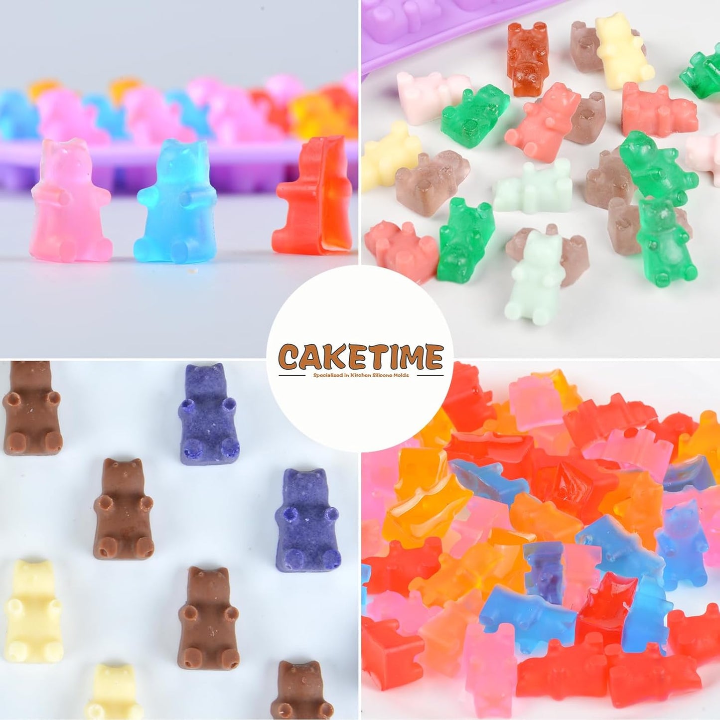 Gummy Molds Bear Candy Silicone - Mini Size Chocolate with 2 Droppers Nonstick Food Grade Pack of 4 (1ml)