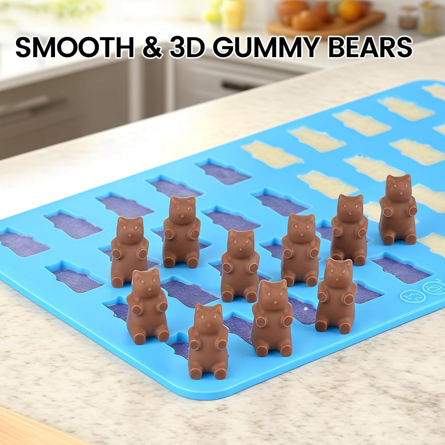 Gummy Molds Bear Candy Silicone - Mini Size Chocolate with 2 Droppers Nonstick Food Grade Pack of 4 (1ml)