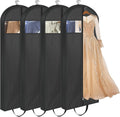 65" Long Garment Bags for Travel, Dress Hanging Clothes, Wedding Cover Women, Closet Storage Gowns, Coats, Black, 4 Pack -