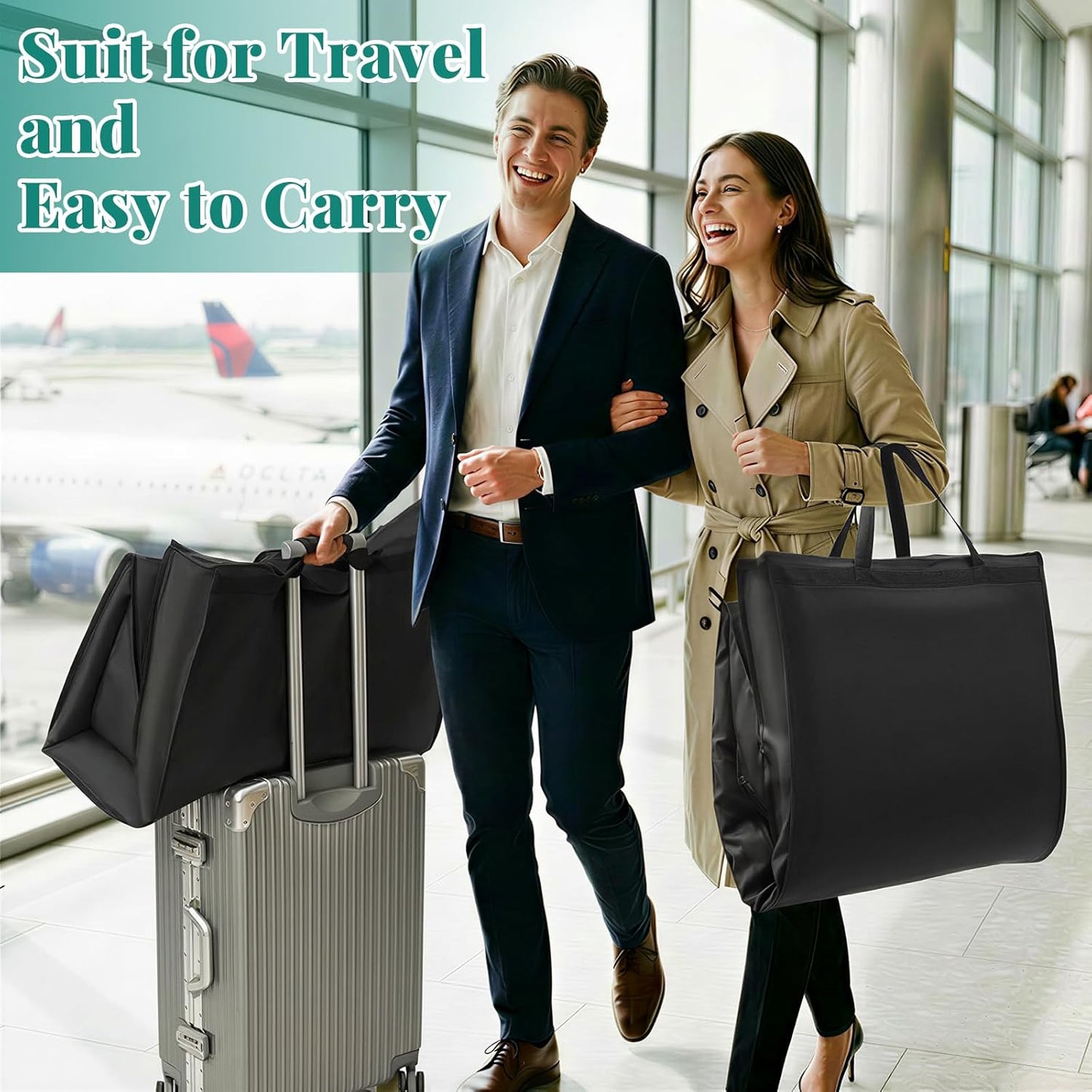 65" Long Garment Bags for Travel, Dress Hanging Clothes, Wedding Cover Women, Closet Storage Gowns, Coats, Black, 4 Pack -