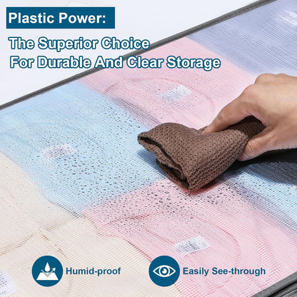 4 Packs Under Bed Storage Containers Bins, Humid-Proof Plastic Underbed Closet Organizers and Clothes Bags, the Blanket with Handles for Clothes,Bedroom -