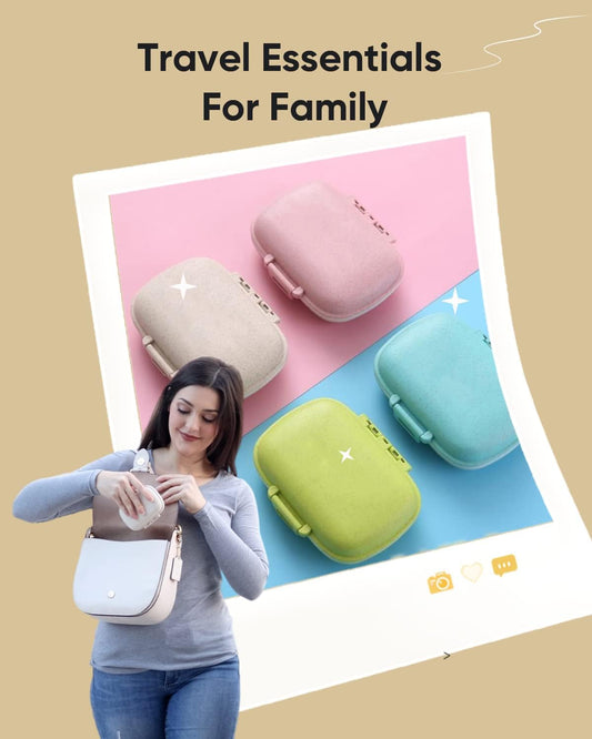 4PS 8 Compartments Travel Pill Organizer, Pocket Pharmacy for Purse Daily Box Portable Medicine Organizer Vitamin Holder Container （Multi-Colored） Multi-colored -