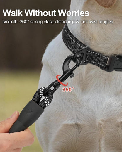Dog Leash for Large Dogs, Heavy Duty Nylon Leashes with Comfortable Padded Handle and Highly Reflective Threads, Ideal Walking Training, Black, 6'×1/2'' Black 6FT×1/2'' (20~120 lbs)