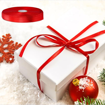 Christmas Ribbons for Crafts Satin Ribbon Gift Wrapping Crafts, Gift, Hair Bows, Wedding Party Decoration, Bow Making Red 3/8-50Yard