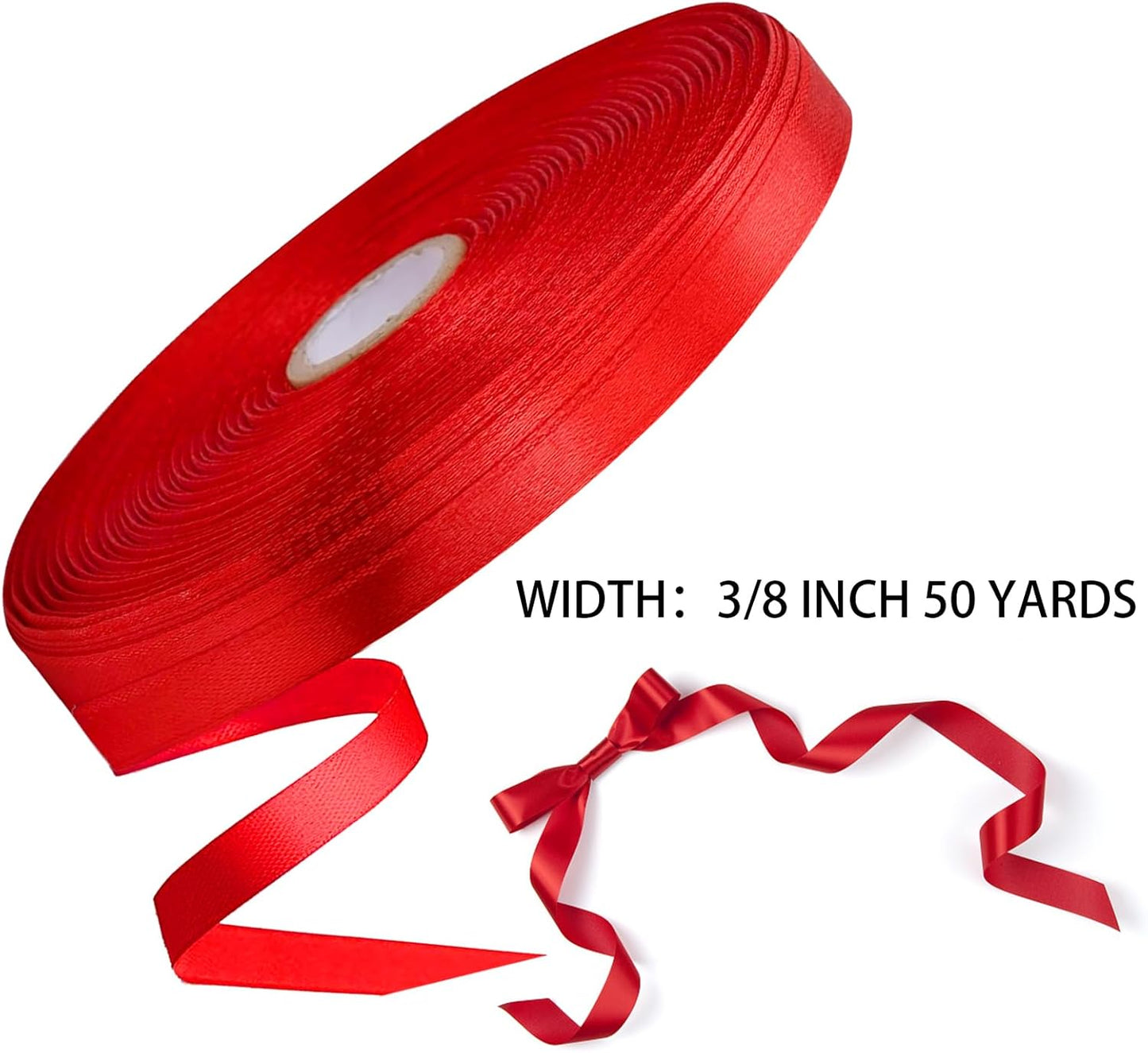Christmas Ribbons for Crafts Satin Ribbon Gift Wrapping Crafts, Gift, Hair Bows, Wedding Party Decoration, Bow Making Red 3/8-50Yard