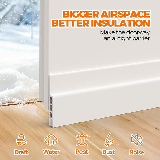 Door Draft Stopper Under Blocker Insulator Doors Sweep Weather Stripping Noise Sheets, Rolls & Strips Strong Adhesive, White 41 Inch