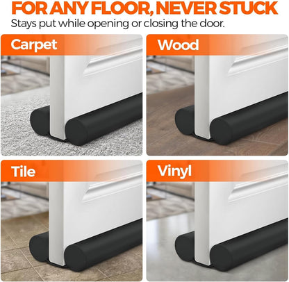 Door Draft Stopper Weather Stripping for Bottom of Window Breeze Blocker Adjustable Sweeps, Black 37 inch