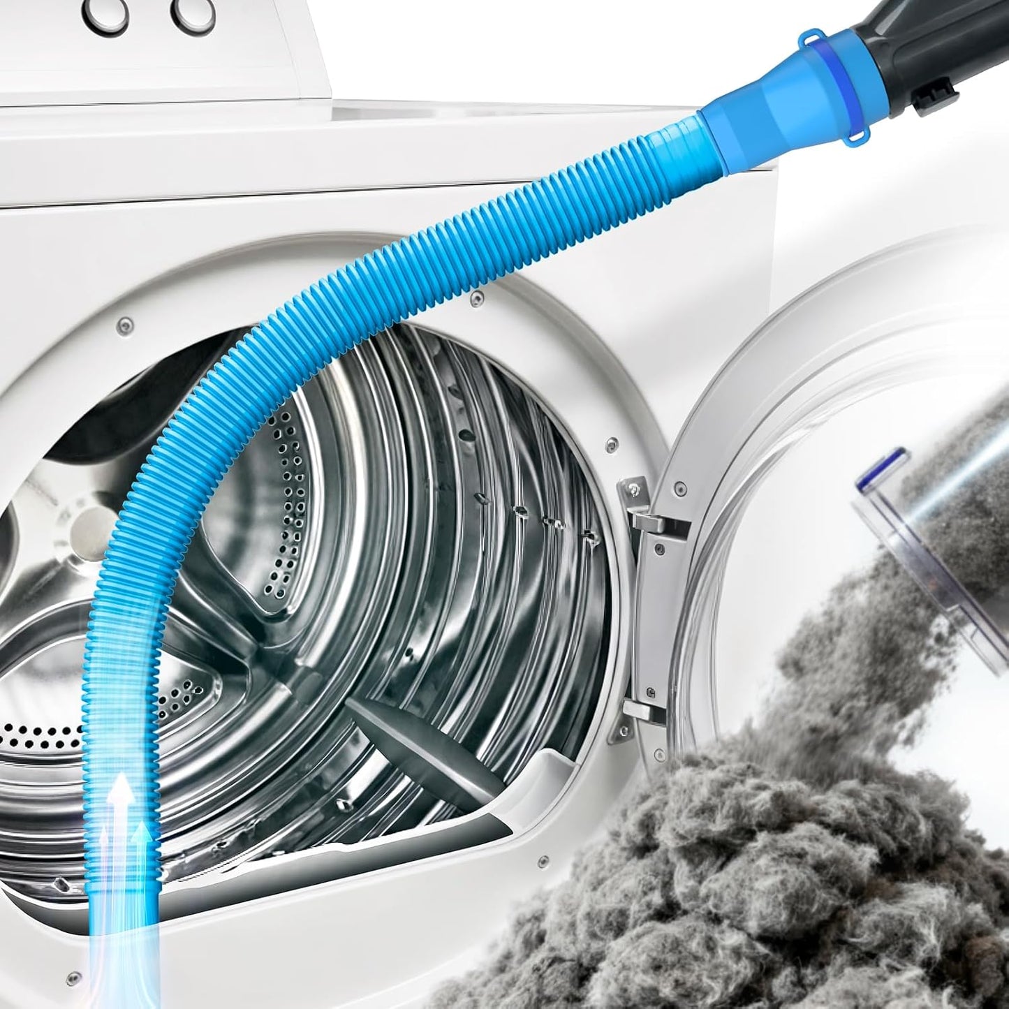 Dryer Vent Cleaner Kit - Lint Vacuum Attachment and Flexible,Dryer Hose Attachment,Light Blue 1p-blue.