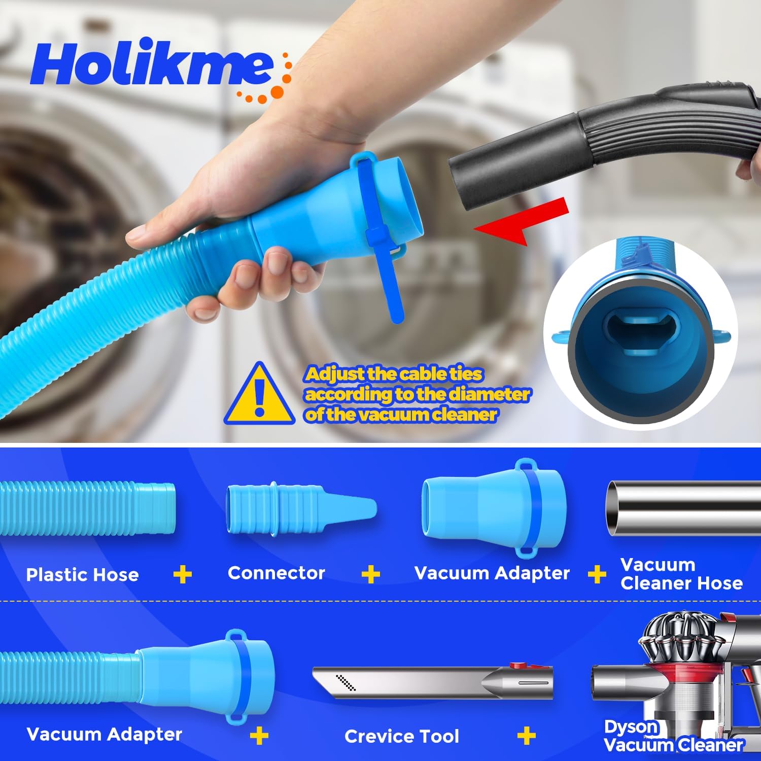 Dryer Vent Cleaner Kit - Lint Vacuum Attachment and Flexible,Dryer Hose Attachment,Light Blue 1p-blue.