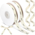 20 Yards Yay Cotton Ribbon, Natural 5/8 Inch 100% Herringbone Twill Ribbon for Crafts Gift Wrapping Birthday Decorations, 2 Rolls -
