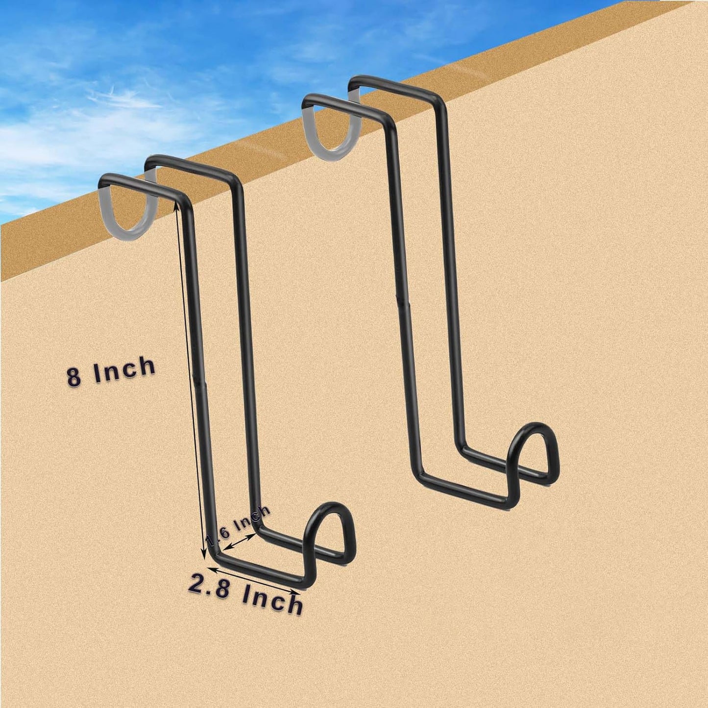 6Pack 8 Inch Tack Hook Heavy Duty Metal Over Rail Hooks Stall for Hanging Horse Bridles Halters and Buckets -