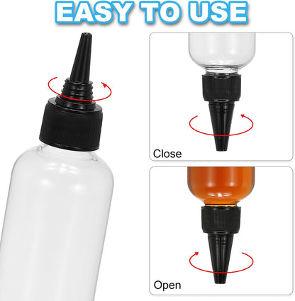 Plastic Applicator Bottle, 6 Pcs 3.4oz(100ml) Leak Proof Refillable Empty Dispenser Container Squeeze Bottle with Twist Top Cap for Hair Ink Liquid Sauces, Black -