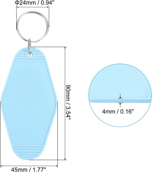 Vintage Motel Keychain, Blank Hotel Keychains Rhombus Retro Key Tag for Backpack Luggage Labels Tags Sky Blue -