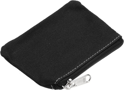 3" x 5" Coin Purse Pouch, Change Purses Small Organizer Bags with Zipper Canvas for Home, Black -