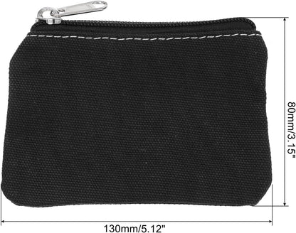 3" x 5" Coin Purse Pouch, Change Purses Small Organizer Bags with Zipper Canvas for Home, Black -