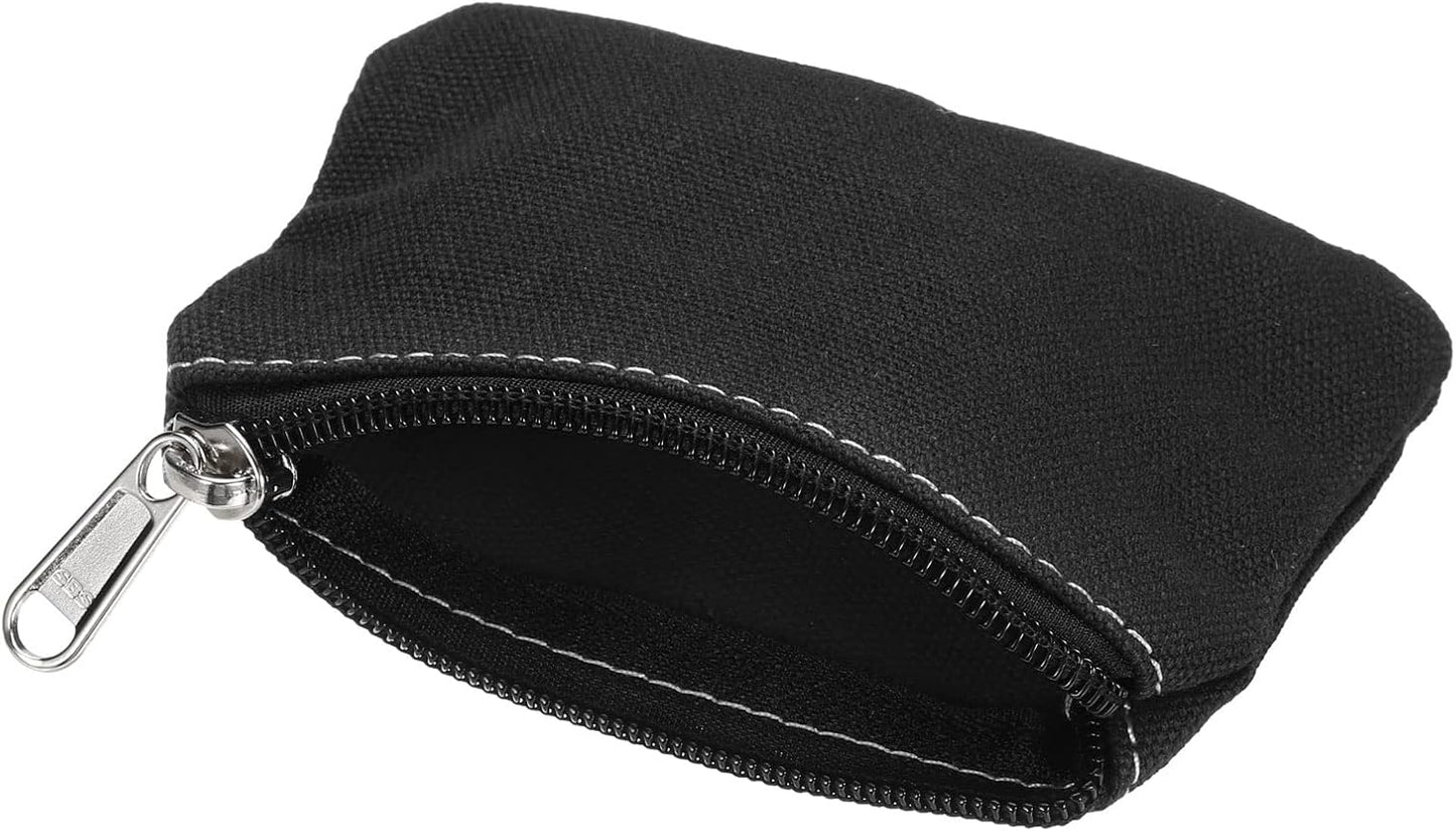 3" x 5" Coin Purse Pouch, Change Purses Small Organizer Bags with Zipper Canvas for Home, Black -
