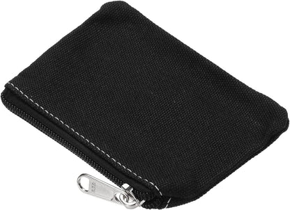 3" x 5" Coin Purse Pouch, Change Purses Small Organizer Bags with Zipper Canvas for Home, Black -