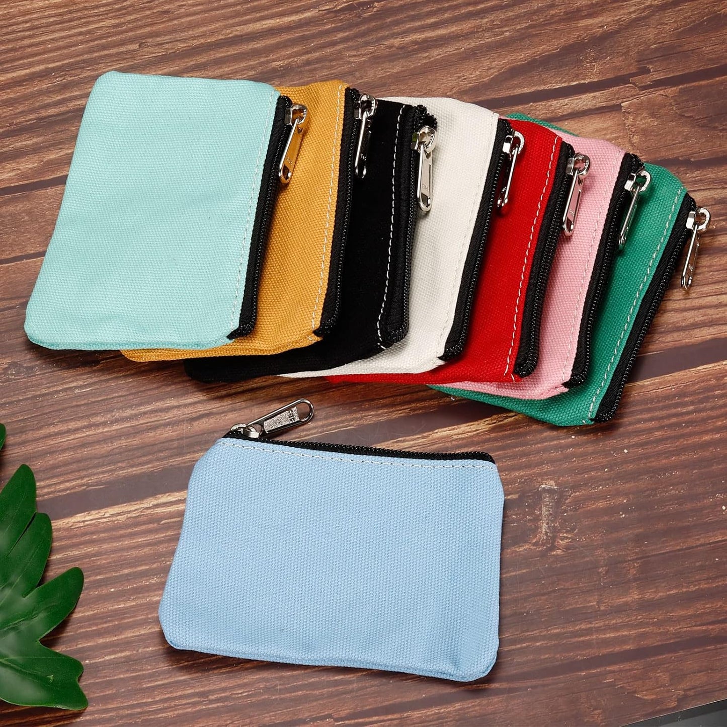 3" x 5" Coin Purse Pouch, Change Purses Small Organizer Bags with Zipper Canvas for Home, Black -