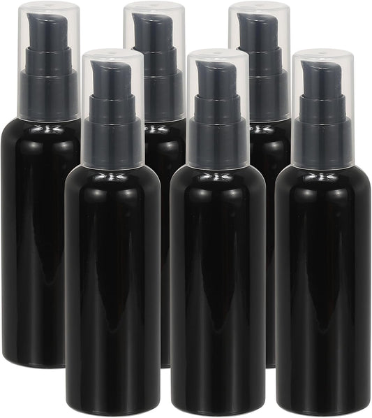 Travel Pump Bottles, 6 Pcs 3.4Oz(100ml) Leak Proof Refillable Empty Dispenser Container Squeeze Bottle with for Shampoo Toiletries Lotion Cream, Black -