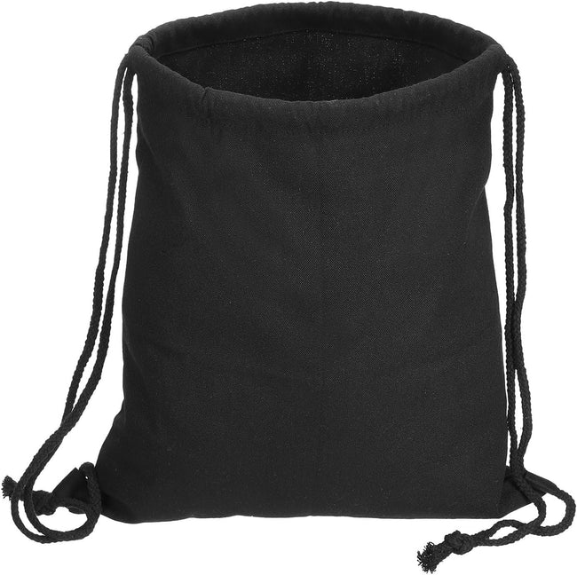 Cotton Drawstring Bags, Canvas Backpack Foldable Sports Gym Bags for Women Men Trip, Black 34cm Hover Image