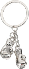 Boxing Gloves Keychain, Mini Cute Sports Key Chain Sport Pendant Ring Bag Backpack Decor for Men Women Party Gifts Favors, Silver -