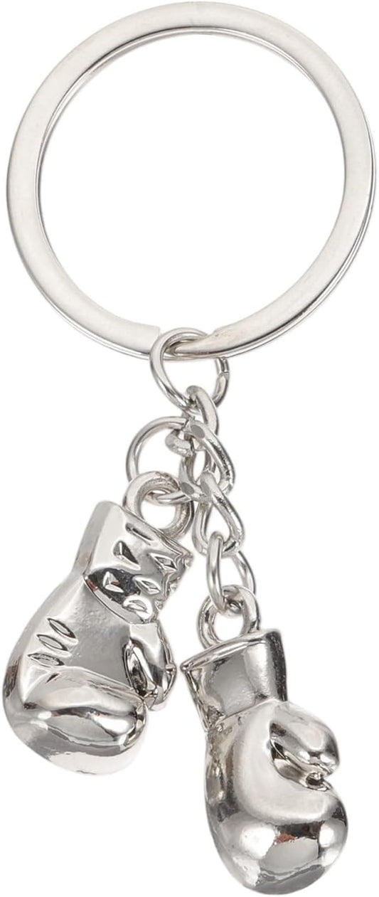 Boxing Gloves Keychain, Mini Cute Sports Key Chain Sport Pendant Ring Bag Backpack Decor for Men Women Party Gifts Favors, Silver -