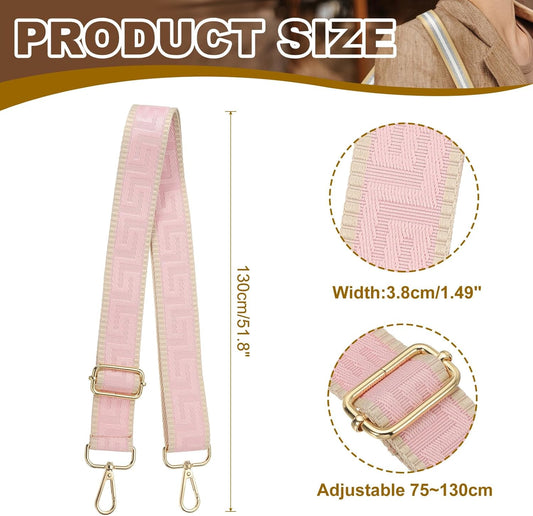 Purse Strap, Adjustable Crossbody Bag Straps Wide Shoulder Strap Universal Replacement Belt for Women's Handbags Canvas Satchels Backpack, Light Pink -