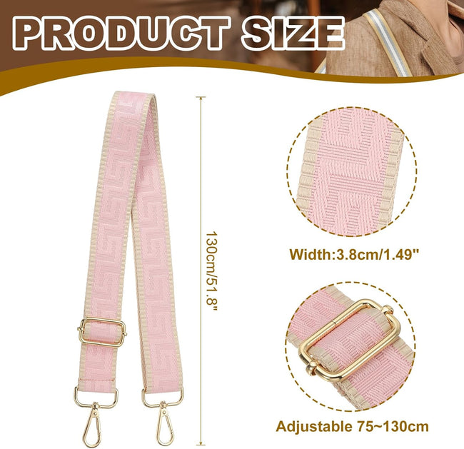 Purse Strap, Adjustable Crossbody Bag Straps Wide Shoulder Strap Universal Replacement Belt for Women's Handbags Canvas Satchels Backpack, Light Pink - Main Image