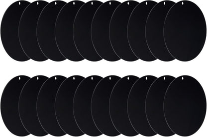 Acrylic Circle Blanks 4 Inch, 20 Pack Round Clear Disc Ornaments with Hole for DIY Keychain Project Crafting, Black Inch