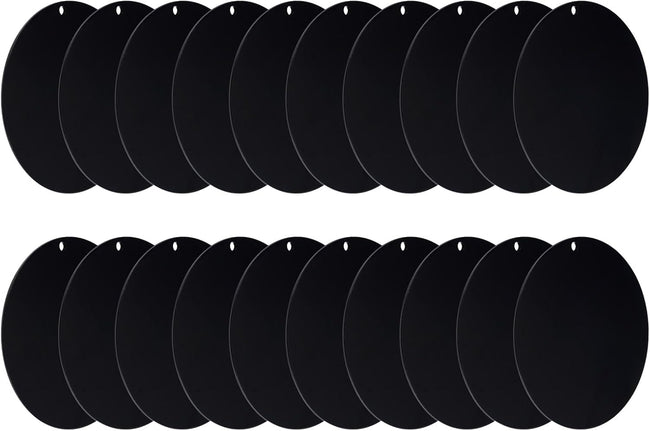 Acrylic Circle Blanks 4 Inch, 20 Pack Round Clear Disc Ornaments with Hole for DIY Keychain Project Crafting, Black Inch Hover Image