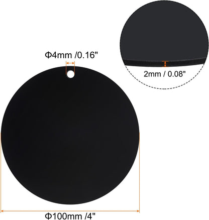 Acrylic Circle Blanks 4 Inch, 20 Pack Round Clear Disc Ornaments with Hole for DIY Keychain Project Crafting, Black Inch