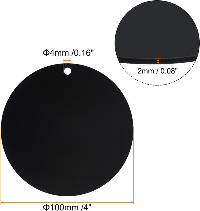 Acrylic Circle Blanks 4 Inch, 20 Pack Round Clear Disc Ornaments with Hole for DIY Keychain Project Crafting, Black Inch Main Image