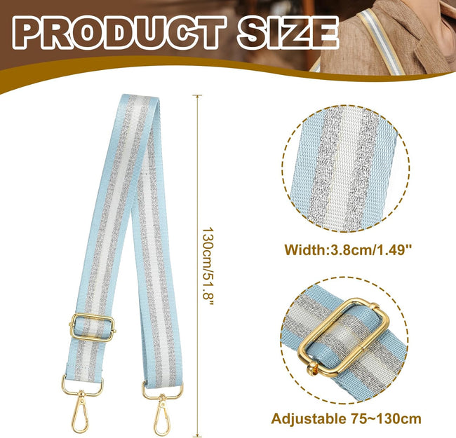 Purse Strap, Wide Shoulder Strap Adjustable Crossbody Bag Straps Universal Replacement Belt for Women's Handbags Canvas Guitar Backpack, Light Blue - Main Image