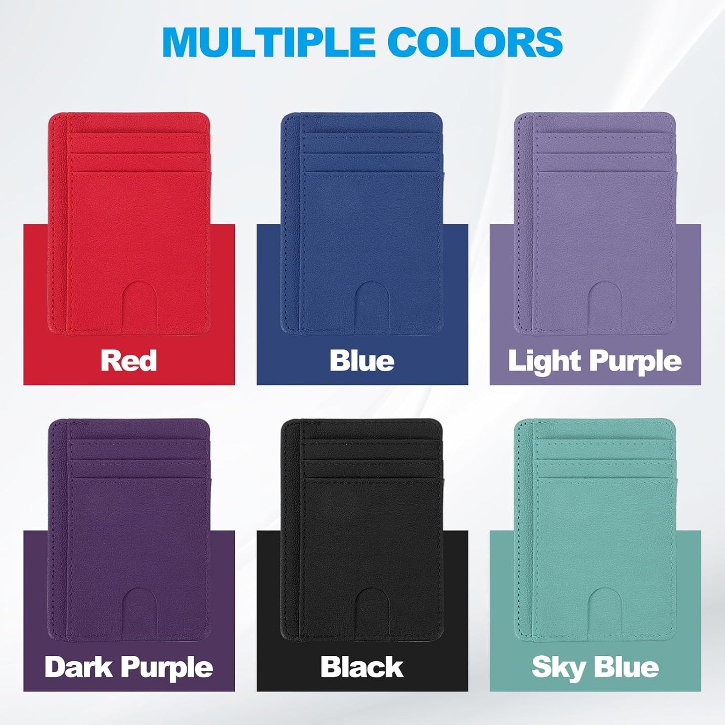 Minimalist Slim Wallet, Leather Front Pocket RFID Blocking Wallet Credit Card Holder Money Clip with ID Window for Men & Women, Dark Purple -