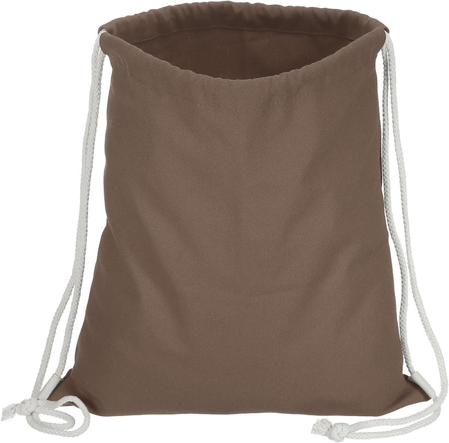 Cotton Drawstring Bags, Backpack Foldable Sports Gym Bags for Women Men Trip, Brown - Hover Image